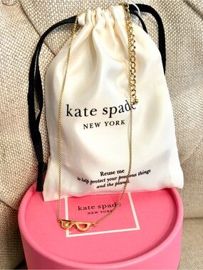 NEW Kate Spade Goreski Glasses Mini Pendant Necklace Yellow Gold Tone 16"-19"